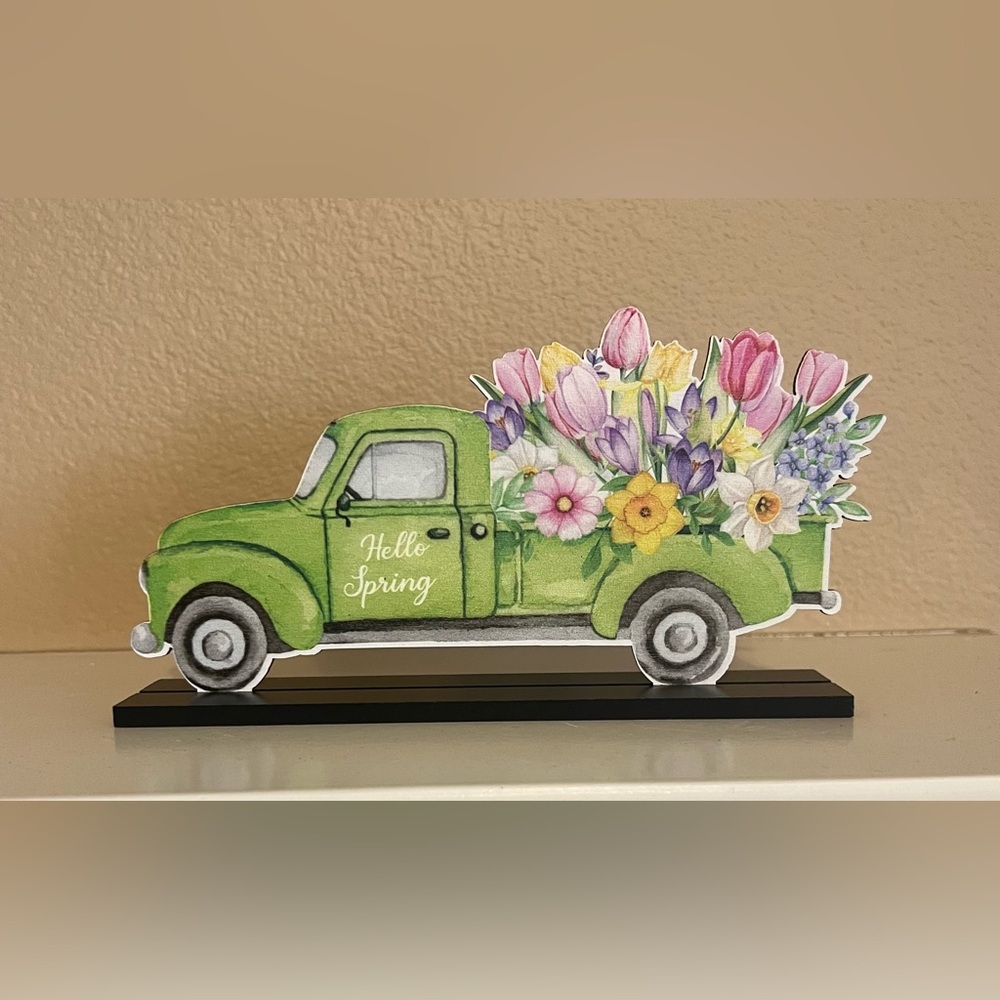 Wood Hello Spring Tabletop Decor - Picture 4 of 11